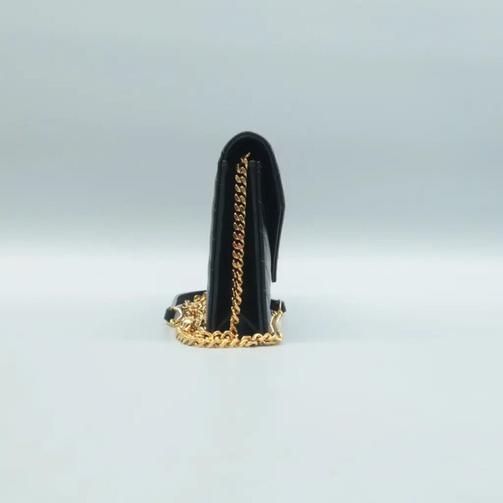 Authentic Saint Laurent Matelasse Black Wallet On Chain Leather Shoulder Bag - Picture 4 of 12